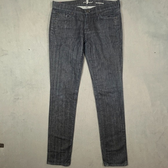 7‎ For all Mankind Jeans Womens Size 30 Roxanne Dark Wash Straight Leg Stretch - Picture 1 of 14